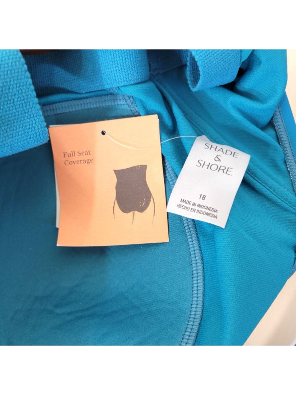 Shade & Shore Women's Blue One-Piece Swimsuit With Full Seat Coverage Size 18 NE - Picture 4 of 5